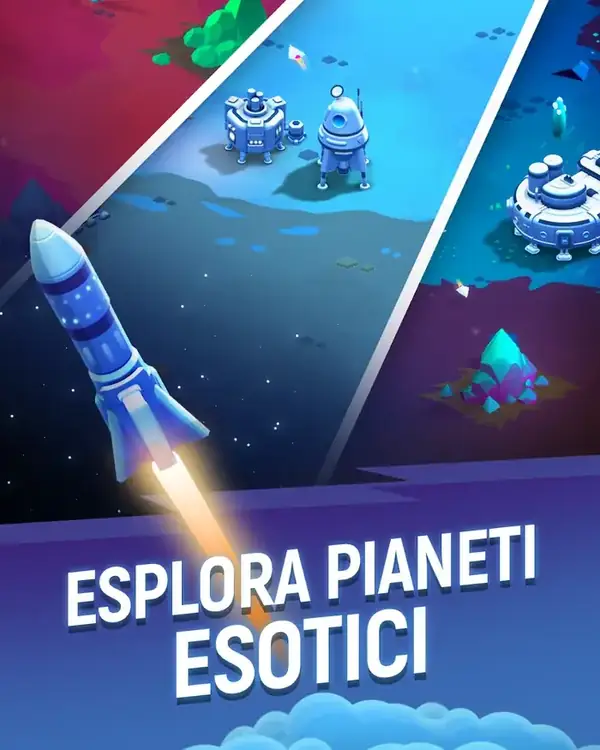 Schermata di ExoMiner con la partenza di un razzo verso un pianeta minerario