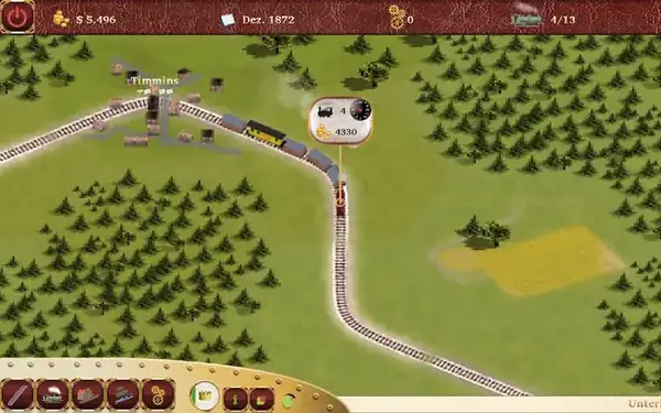 Schermata di Railroad Manager 2026 con un convoglio merci lungo la linea di campagna